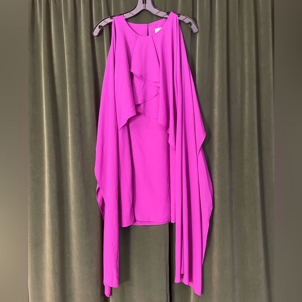 Badgley Mischka Magenta Sleeveless Draped Dress